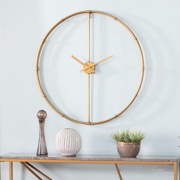 The appearance of Duzen Large Metal Clock designed by SEI Furniture in the modern / contemporary interior design. This gold piece of furniture  was selected by 1StopBedrooms from Duzen Collection to add a touch of cosiness and style into your home. Sku: WS1949. Material: Metal. Product Type: Clock. Image1