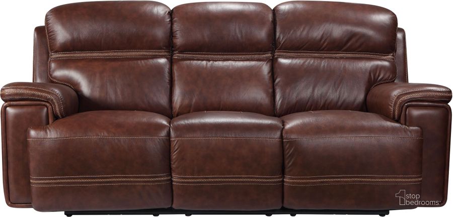 The appearance of Shae Fresno Brown Leather Reclining Sofa designed by Leather Italia USA in the modern / contemporary interior design. This brown piece of furniture  was selected by 1StopBedrooms from Shae Collection to add a touch of cosiness and style into your home. Sku: 1669-EH2394-031004LV. Product Type: Sofa. Image1