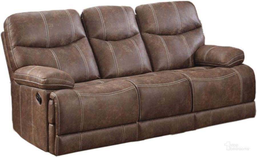 The appearance of Earl Reclining Sofa In Brown designed by Emerald Home Furnishings in the rustic / southwestern interior design. This brown piece of furniture  was selected by 1StopBedrooms from Earl Collection to add a touch of cosiness and style into your home. Sku: U7128-00-25. Material: Wood. Product Type: Reclining Sofa. Image1