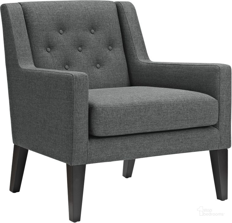 The appearance of Earnest Gray Upholstered Fabric Arm Chair designed by Modway in the modern / contemporary interior design. This gray piece of furniture  was selected by 1StopBedrooms from Earnest Collection to add a touch of cosiness and style into your home. Sku: EEI-2308-GRY. Material: Wood. Product Type: Living Room Chair. Image1
