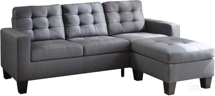 The appearance of Earsom Gray Linen Sofa with Ottoman designed by ACME in the transitional interior design. This gray piece of furniture  was selected by 1StopBedrooms from Earsom Collection to add a touch of cosiness and style into your home. Sku: 52775. Material: Fabric. Product Type: Sofa. Key Features: Tufted. Image1