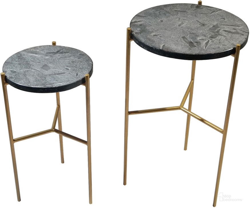 The appearance of Earth Wind And Fire Gray Valencia Marble Side Table Set of 2 designed by LH Imports in the modern / contemporary interior design. This grey piece of furniture  was selected by 1StopBedrooms from EWF Collection to add a touch of cosiness and style into your home. Sku: EWF-A-47. Product Type: Side Table. Material: Iron. Image1