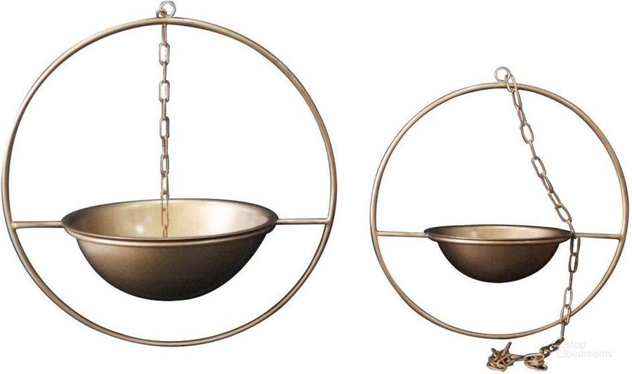 The appearance of Earth Wind and Fire Hanging Pots Set Of 2 designed by LH Imports in the modern / contemporary interior design. This brass piece of furniture  was selected by 1StopBedrooms from EWF Collection to add a touch of cosiness and style into your home. Sku: EWF-A-37. Product Type: Entertainment Centers and Wall. Material: Brass. Image1