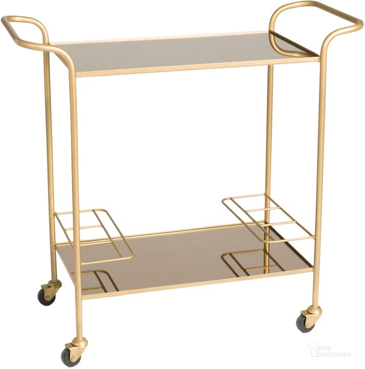 The appearance of Earth Wind And Fire Retro Bar Trolley designed by LH Imports in the modern / contemporary interior design. This brass piece of furniture  was selected by 1StopBedrooms from EWF Collection to add a touch of cosiness and style into your home. Sku: EWF-A-09. Product Type: Wine Cabinet. Material: Iron. Image1