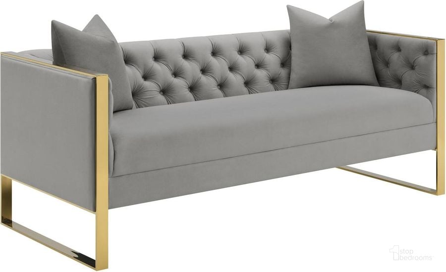 The appearance of Eastbrook Grey Sofa designed by Coaster in the transitional interior design. This gray piece of furniture  was selected by 1StopBedrooms from Eastbrook Collection to add a touch of cosiness and style into your home. Sku: 509111. Material: Wood. Product Type: Sofa. Image1