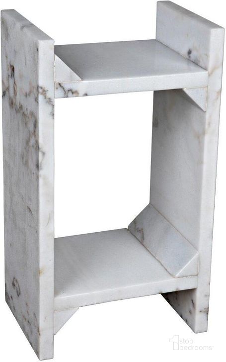 The appearance of Easton Side Table GTAB979W designed by Noir in the transitional interior design. This white marble piece of furniture  was selected by 1StopBedrooms from Easton Collection to add a touch of cosiness and style into your home. Sku: GTAB979W. Material: Marble. Product Type: Side Table. Image1