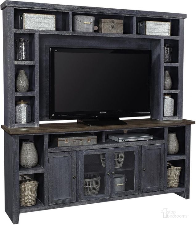 The appearance of Eastport 84 Inch Console And Hutch In Black designed by Aspenhome in the country / farmhouse interior design. This black piece of furniture  was selected by 1StopBedrooms from Eastport Collection to add a touch of cosiness and style into your home. Sku: WME1036-DBK;WME1036H-DBK. Material: Wood. Product Type: TV Stands and TV Console. Image1