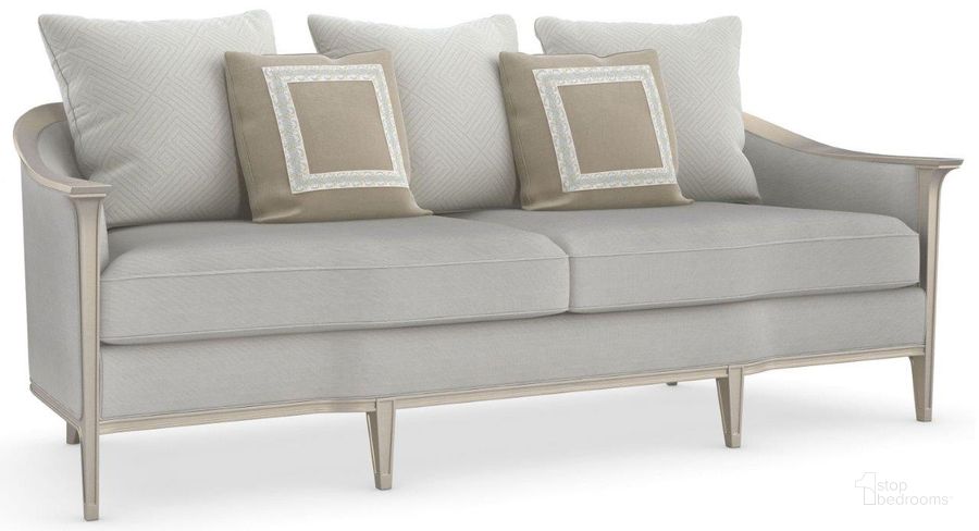 The appearance of Eaves Drop Gray Sofa designed by Caracole in the transitional interior design. This gray piece of furniture  was selected by 1StopBedrooms from Eaves Drop Collection to add a touch of cosiness and style into your home. Sku: UPH-419-111-B. Material: Wood. Product Type: Sofa.