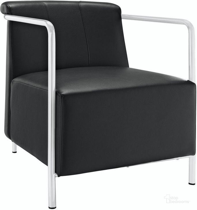 The appearance of Ebb Upholstered Vinyl Lounge Chair In Black designed by Modway in the modern / contemporary interior design. This black piece of furniture  was selected by 1StopBedrooms from Ebb Collection to add a touch of cosiness and style into your home. Sku: EEI-1439-BLK. Product Type: Lounge Chair. Material: Foam. Image1