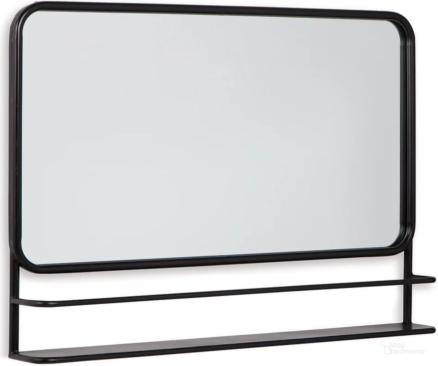 The appearance of Ebba Black Accent Mirror designed by Signature Design by Ashley in the modern / contemporary interior design. This black piece of furniture  was selected by 1StopBedrooms from Ebba Collection to add a touch of cosiness and style into your home. Sku: A8010233. Product Type: Accent Mirror. Image1