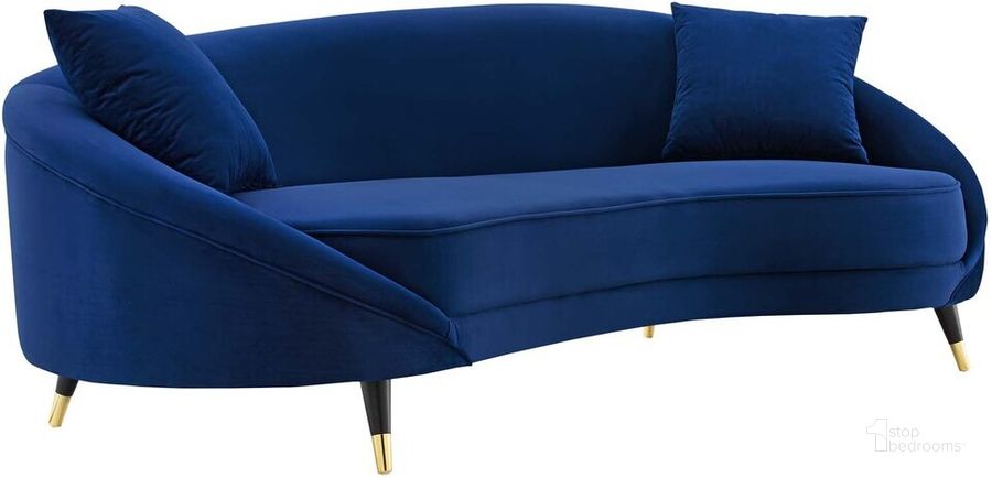 The appearance of Echo Performance Velvet Sofa In Navy designed by Modway in the modern / contemporary interior design. This navy piece of furniture  was selected by 1StopBedrooms from Echo Collection to add a touch of cosiness and style into your home. Sku: EEI-4404-NAV. Material: Wood. Product Type: Sofa. Image1