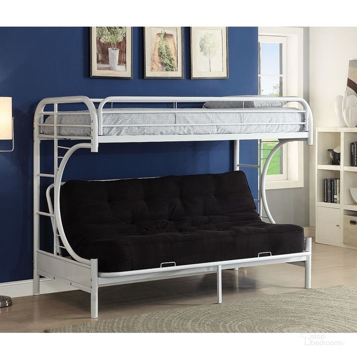 The appearance of Eclipse Clear White Twin Over Full Futon Bunk Bed designed by ACME in the modern / contemporary interior design. This off white piece of furniture  was selected by 1StopBedrooms from Eclipse Collection to add a touch of cosiness and style into your home. Sku: 02091W-W. Bed Type: Bunk Bed. Material: Metal. Product Type: Bunk Bed. Bed Size: Twin Over Full. Image1