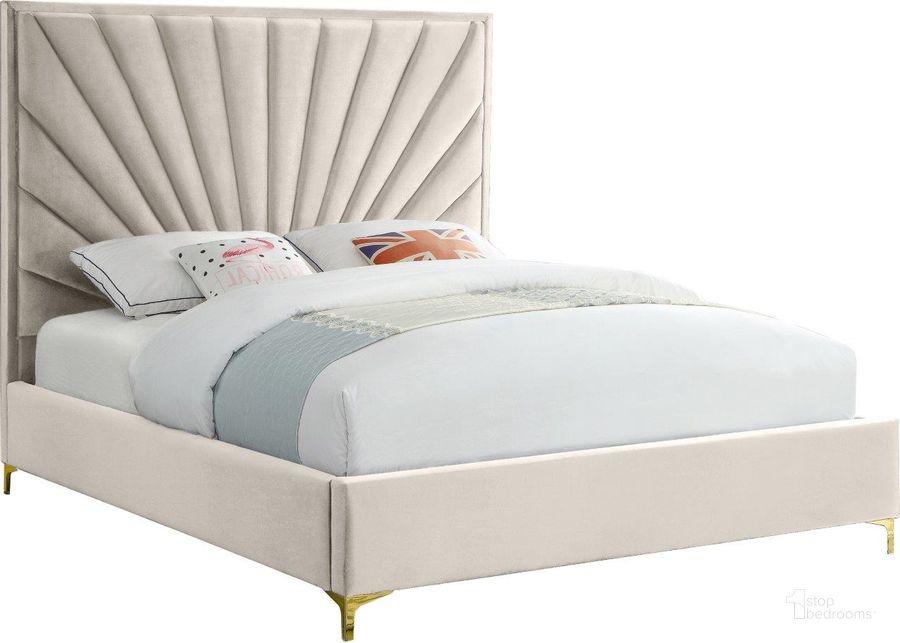The appearance of Eclipse Cream Velvet Full Bed designed by Meridian in the modern / contemporary interior design. This cream velvet piece of furniture  was selected by 1StopBedrooms from Eclipse Collection to add a touch of cosiness and style into your home. Sku: EclipseCream-F-1;EclipseCream-F-2. Bed Type: Platform Bed. Product Type: Platform Bed. Bed Size: Full. Material: Velvet. Image1