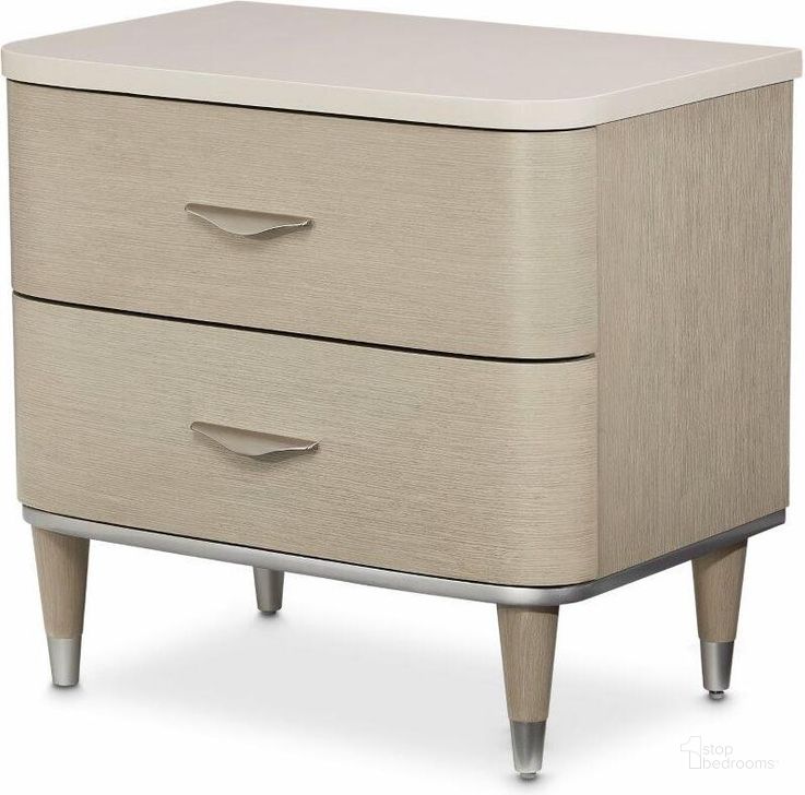 The appearance of Eclipse Nightstand In Moonlight designed by AICO in the modern / contemporary interior design. This moonlight piece of furniture  was selected by 1StopBedrooms from Eclipse Collection to add a touch of cosiness and style into your home. Sku: KI-ECLP040-135. Material: Steel. Product Type: Nightstand. Image1