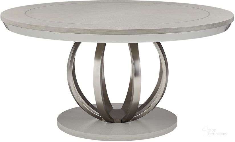 The appearance of Eclipse Round Dining Table In Moonlight designed by AICO in the modern / contemporary interior design. This moonlight piece of furniture  was selected by 1StopBedrooms from Eclipse Collection to add a touch of cosiness and style into your home. Sku: KI-ECLP001B-135;KI-ECLP001T-135. Table Base Style: Pedestal. Table Top Shape: Round. Product Type: Dining Table. Material: Rubberwood. Size: 60". Image1