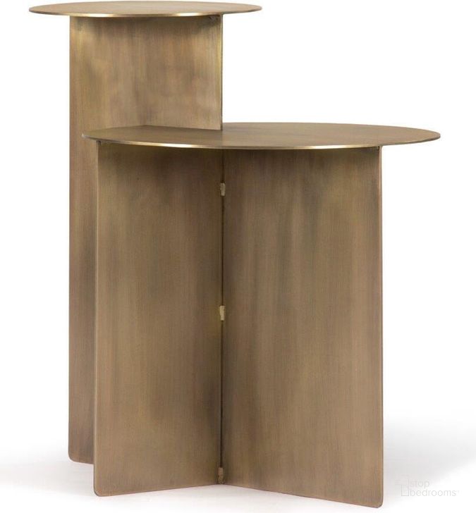 The appearance of Eclipse Side Table In Brass designed by Union Home Furniture in the modern / contemporary interior design. This brass piece of furniture  was selected by 1StopBedrooms from Eclipse Collection to add a touch of cosiness and style into your home. Sku: LVR00713. Material: Steel. Product Type: Side Table. Image1