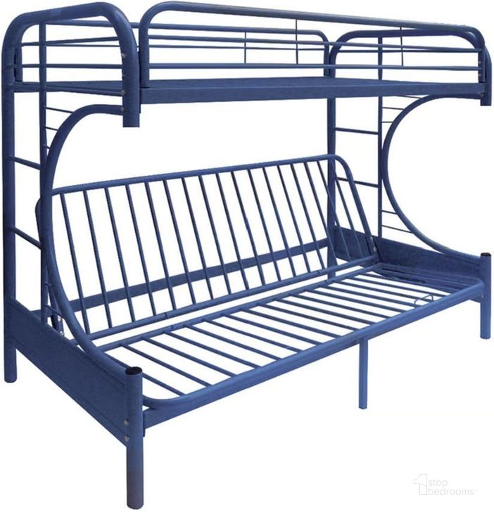 The appearance of Eclipse White and Navy Twin Over Full Futon Bunk Bed designed by ACME in the modern / contemporary interior design. This blue piece of furniture  was selected by 1StopBedrooms from Eclipse Collection to add a touch of cosiness and style into your home. Sku: 02091W-NV. Bed Type: Bunk Bed. Material: Metal. Product Type: Bunk Bed. Bed Size: Twin Over Full. Image1