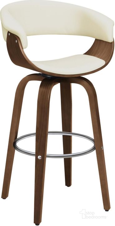 The appearance of Ecru Upholstered Bar Stool designed by Coaster in the modern / contemporary interior design. This white piece of furniture  was selected by 1StopBedrooms from Ecru Collection to add a touch of cosiness and style into your home. Sku: 100206B1;100206B2. Product Type: Barstool. Material: Vinyl. Image1