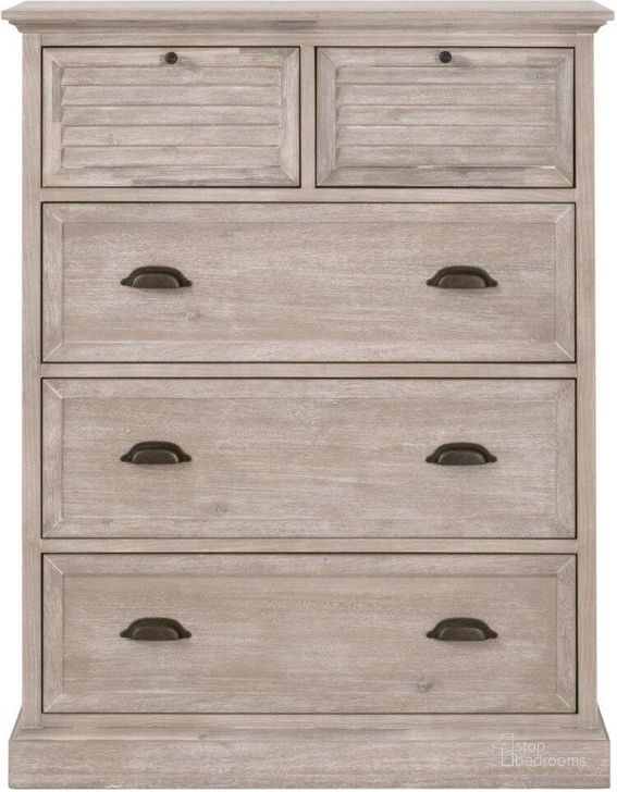 The appearance of Eden 5 Drawer High Chest designed by Essentials For Living in the transitional interior design. This natural gray piece of furniture  was selected by 1StopBedrooms from Traditions Collection to add a touch of cosiness and style into your home. Sku: 6058.NG. Material: Metal. Product Type: Chest. Image1