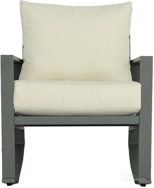 The appearance of Edgewater Outdoor Rocker Frame and Cushions In Gray and Beige designed by Progressive Furniture in the transitional interior design. This gray and beige piece of furniture  was selected by 1StopBedrooms from Edgewater Collection to add a touch of cosiness and style into your home. Sku: I732-RK;I701-CU. Material: Aluminum. Product Type: Outdoor Chair. Image1