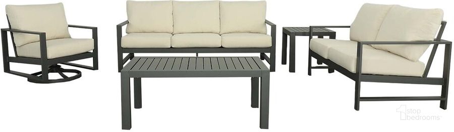 The appearance of Edgewater Outdoor Seating Set In Gray and Beige designed by Progressive Furniture in the transitional interior design. This gray and beige piece of furniture  was selected by 1StopBedrooms from Edgewater Collection to add a touch of cosiness and style into your home. Sku: I732-SW;I732-LS. Material: Aluminum. Product Type: Outdoor Conversation Set. Image1