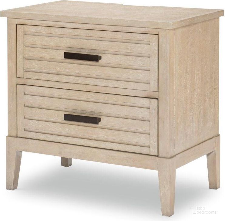 The appearance of Edgewater Soft Sand Two Drawer Nightstand designed by Legacy Classic in the coastal interior design. This sand piece of furniture  was selected by 1StopBedrooms from Edgewater Collection to add a touch of cosiness and style into your home. Sku: 1310-3100. Product Type: Nightstand. Material: Wood Veneer. Image1