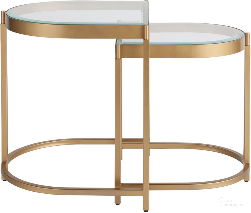 The appearance of Editorial End Table In Gold designed by Universal in the transitional interior design. This gold piece of furniture  was selected by 1StopBedrooms from Editorial Collection to add a touch of cosiness and style into your home. Sku: 956C802. Material: Metal. Product Type: End Table. Image1