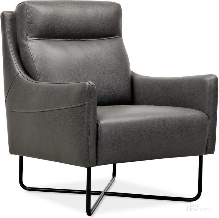 The appearance of Efron Club Chair w/ Black Metal Base designed by Hooker in the transitional interior design. This grey piece of furniture  was selected by 1StopBedrooms from CC Collection to add a touch of cosiness and style into your home. Sku: CC443-097. Material: Leather. Product Type: Living Room Chair. Image1