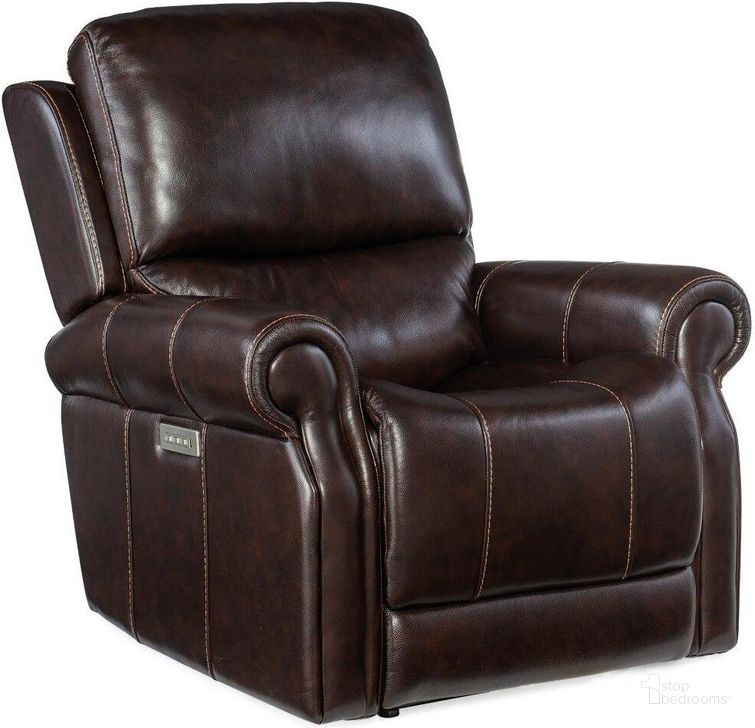 The appearance of Eisley Power Recliner With Power Headrest And Lumbar RC602-PHZL-089 designed by Hooker in the traditional interior design. This brown piece of furniture  was selected by 1StopBedrooms from Eisley Collection to add a touch of cosiness and style into your home. Sku: RC602-PHZL-089. Material: Leather. Product Type: Recliner. Image1