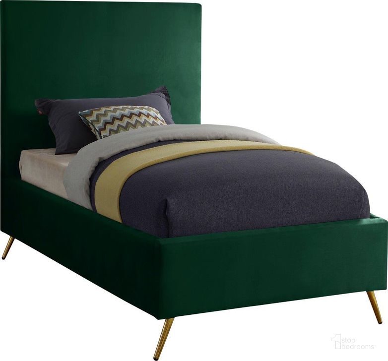 The appearance of Eladio Green Velvet Twin Kid Room designed by Furnique in the modern / contemporary interior design. This green velvet piece of furniture  was selected by 1StopBedrooms from Eladio Collection to add a touch of cosiness and style into your home. Sku: JasmineGreen-T-1;JasmineGreen-T-2. Product Type: Bed. Bed Size: Twin. Material: Velvet. Image1