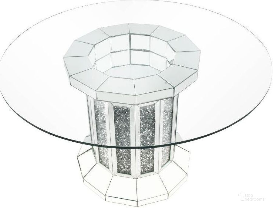 The appearance of Elandia Mirrored Dining Table 0qb24374210 designed by Sterling Designs in the glam interior design. This mirrored piece of furniture  was selected by 1StopBedrooms from Elandia Collection to add a touch of cosiness and style into your home. Sku: 72140ST;72141GL. Table Base Style: Pedestal. Table Top Shape: Round. Material: Wood. Product Type: Dining Table. Image1