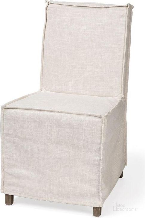 The appearance of Elbert I Cream Fabric Slip-Cover Brown Wooden Base Dining Chair Set of 2 designed by Mercana in the modern / contemporary interior design. This brown and cream piece of furniture  was selected by 1StopBedrooms from Elbert Collection to add a touch of cosiness and style into your home. Sku: 68188. Material: Wood. Product Type: Dining Chair. Image1