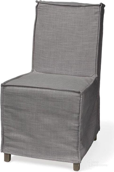 The appearance of Elbert I Grey Fabric Slip-Cover Brown Wooden Base Dining Chair Set of 2 designed by Mercana in the modern / contemporary interior design. This grey piece of furniture  was selected by 1StopBedrooms from Elbert Collection to add a touch of cosiness and style into your home. Sku: 68189. Material: Wood. Product Type: Dining Chair. Image1