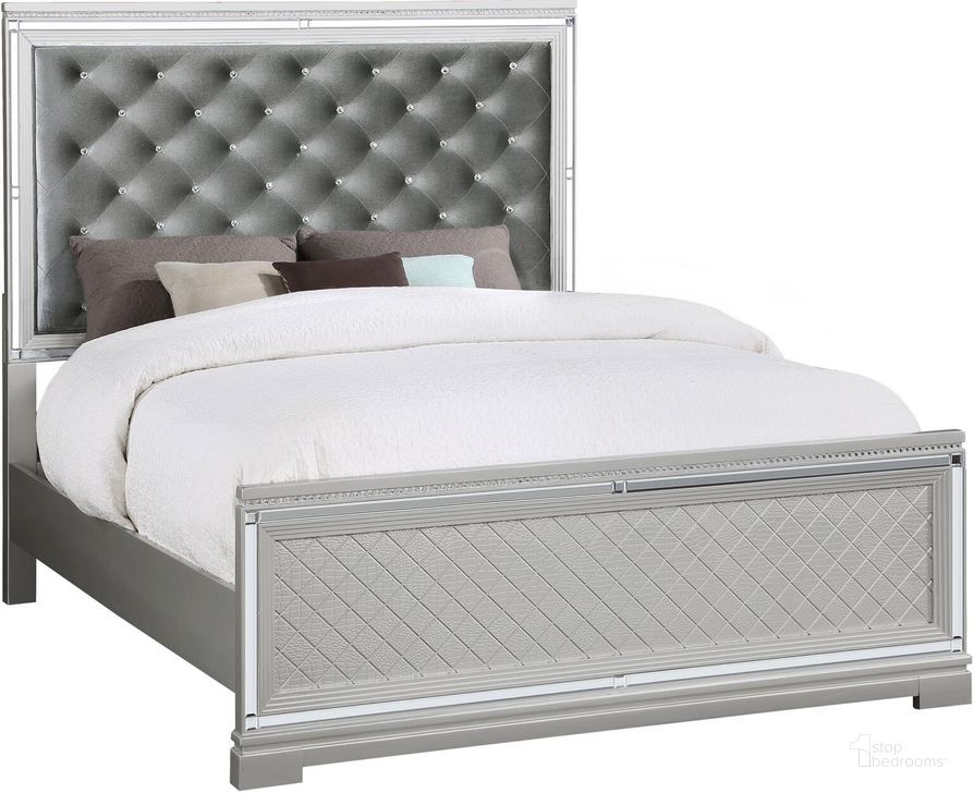 The appearance of Eleanor Upholstered Tufted Bed In Metallic designed by Coaster in the glam interior design. This metallic piece of furniture  was selected by 1StopBedrooms from Eleanor Collection to add a touch of cosiness and style into your home. Sku: 223461QB1;223461QB2;223461QB3. Material: Wood. Bed Size: Queen. Product Type: Upholstered Bed. Image1