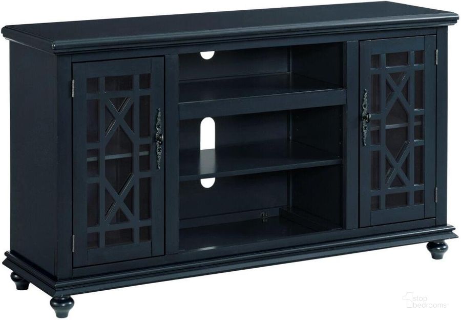 The appearance of Elegant 2 Door Tv Stand In Catalina Blue designed by Martin Svensson Home in the traditional interior design. This blue piece of furniture  was selected by 1StopBedrooms from Elegant Collection to add a touch of cosiness and style into your home. Sku: 910195. Product Type: TV Stand. Material: MDF. Image1