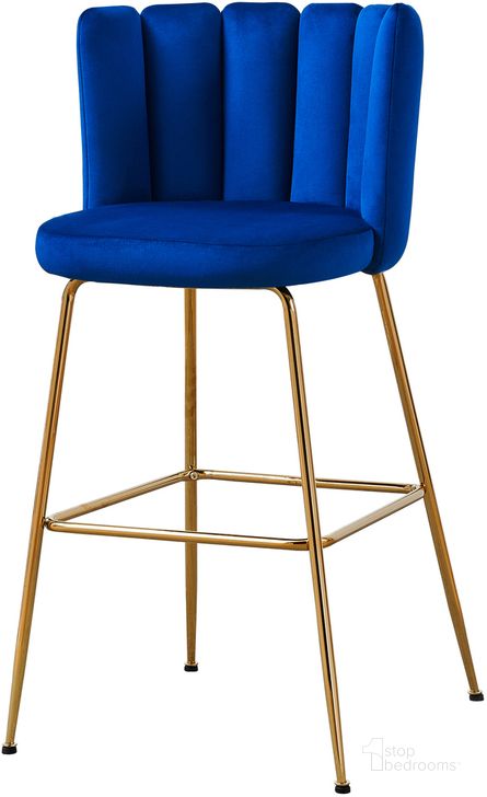 The appearance of Elegante Blue Velvet Bar Stools Set of 2 designed by Best Master Furniture in the modern / contemporary interior design. This blue piece of furniture  was selected by 1StopBedrooms from Elegante Collection to add a touch of cosiness and style into your home. Sku: 1937BLBC. Product Type: Barstool. Material: Velvet. Image1