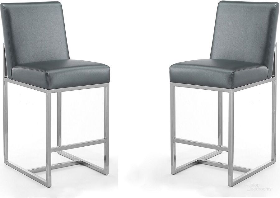 Element 24 Inch Faux Leather Counter Stool in Graphite and