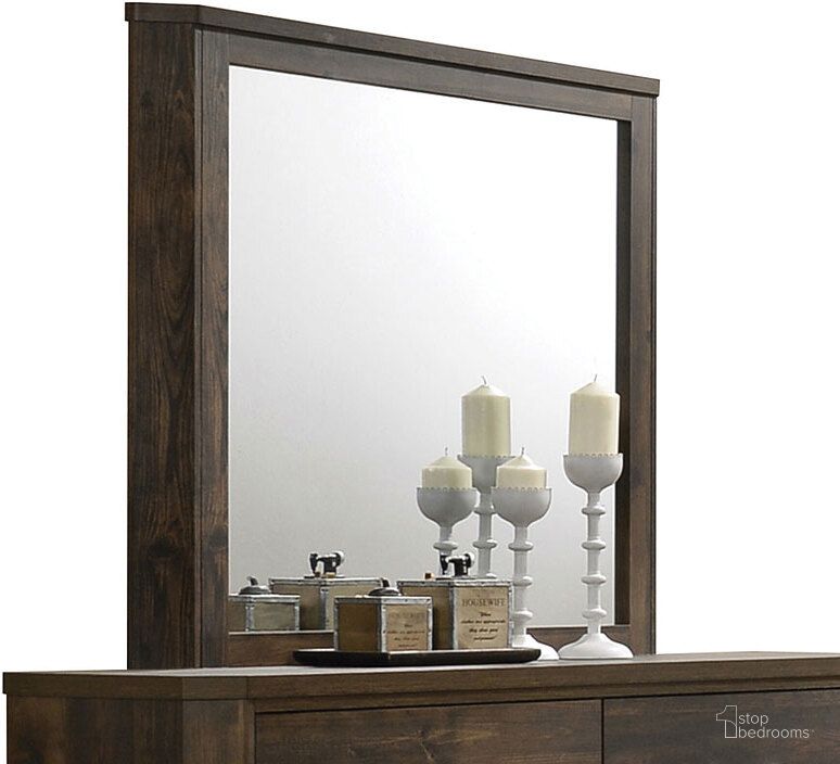 The appearance of Elettra Mirror designed by ACME in the transitional interior design. This rustic walnut piece of furniture  was selected by 1StopBedrooms from Elettra Collection to add a touch of cosiness and style into your home. Sku: 24854. Material: Wood. Product Type: Dresser Mirror. Image1