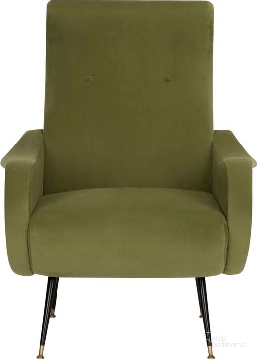 The appearance of Elicia Hunter Green Velvet Retro Mid Century Accent Chair designed by Safavieh in the transitional interior design. This green piece of furniture  was selected by 1StopBedrooms from Elicia Collection to add a touch of cosiness and style into your home. Sku: FOX6260D. Material: Metal. Product Type: Accent Chair. Image1