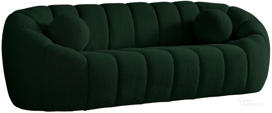 The appearance of Elijah Green Boucle Fabric Sofa designed by Meridian in the modern / contemporary interior design. This green piece of furniture  was selected by 1StopBedrooms from Elijah Collection to add a touch of cosiness and style into your home. Sku: 644Green-S. Material: Fabric. Product Type: Sofa. Image1