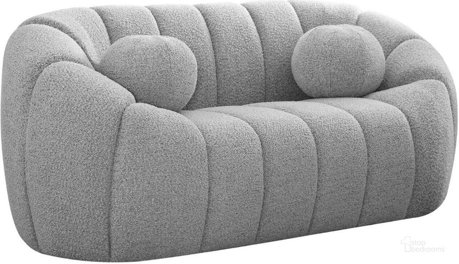 The appearance of Elijah Grey Boucle Fabric Loveseat designed by Meridian in the modern / contemporary interior design. This grey piece of furniture  was selected by 1StopBedrooms from Elijah Collection to add a touch of cosiness and style into your home. Sku: 644Grey-L. Material: Fabric. Product Type: Loveseat. Image1