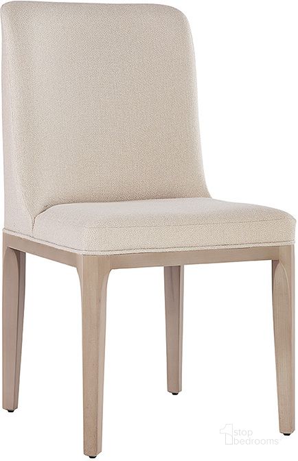 The appearance of Elisa Dining Chair In Light Oak And Mainz Cream designed by Sunpan in the modern / contemporary interior design. This oak piece of furniture  was selected by 1StopBedrooms from Elisa Collection to add a touch of cosiness and style into your home. Sku: 108824. Material: Fabric. Product Type: Dining Chair. Image1
