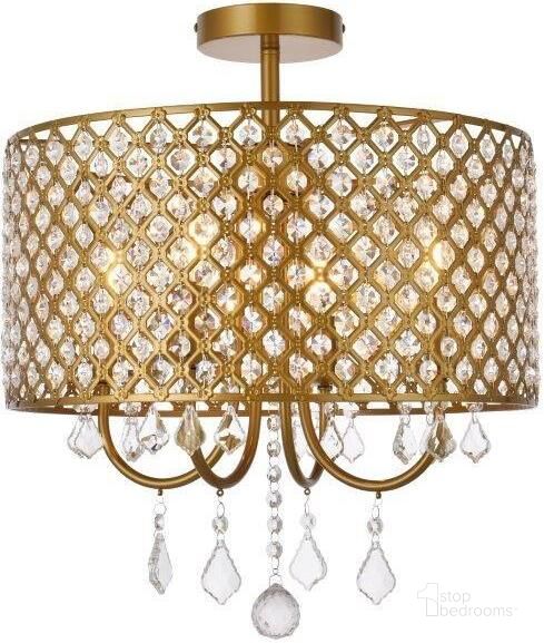 The appearance of Elise 17 Inch Flush Mount In Brass LD710F17BR designed by Elegant Lighting in the transitional interior design. This brass piece of furniture  was selected by 1StopBedrooms from Elise Collection to add a touch of cosiness and style into your home. Sku: LD710F17BR. Material: Metal. Product Type: Flush Mount. Image1