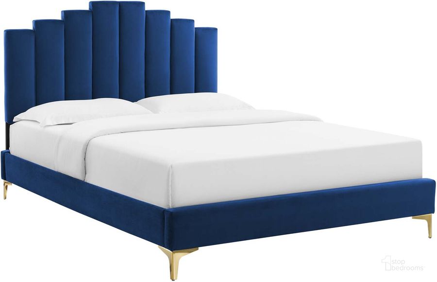 The appearance of Elise Full Performance Velvet Platform Bed In Navy designed by Modway in the modern / contemporary interior design. This navy piece of furniture  was selected by 1StopBedrooms from Elise Collection to add a touch of cosiness and style into your home. Sku: MOD-6880-NAV. Bed Type: Platform Bed. Product Type: Platform Bed. Bed Size: Full. Material: MDF. Image1