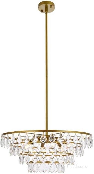 The appearance of Ella 24 Inch Pendant In Brass designed by Elegant Lighting in the modern / contemporary interior design. This brass piece of furniture  was selected by 1StopBedrooms from Ella Collection to add a touch of cosiness and style into your home. Sku: 1101D24BR. Product Type: Pendant Lighting. Material: Iron. Image1