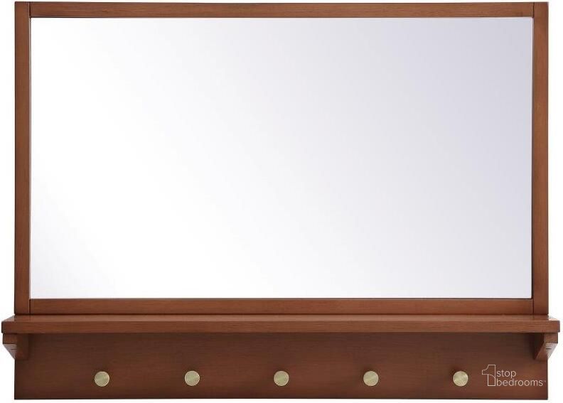 The appearance of Elle Pecan Entryway Mirror With Shelf MR502821PE designed by Elegant Lighting in the country / farmhouse interior design. This pecan piece of furniture  was selected by 1StopBedrooms from Elle Collection to add a touch of cosiness and style into your home. Sku: MR502821PE. Product Type: Mirror. Material: MDF. Image1