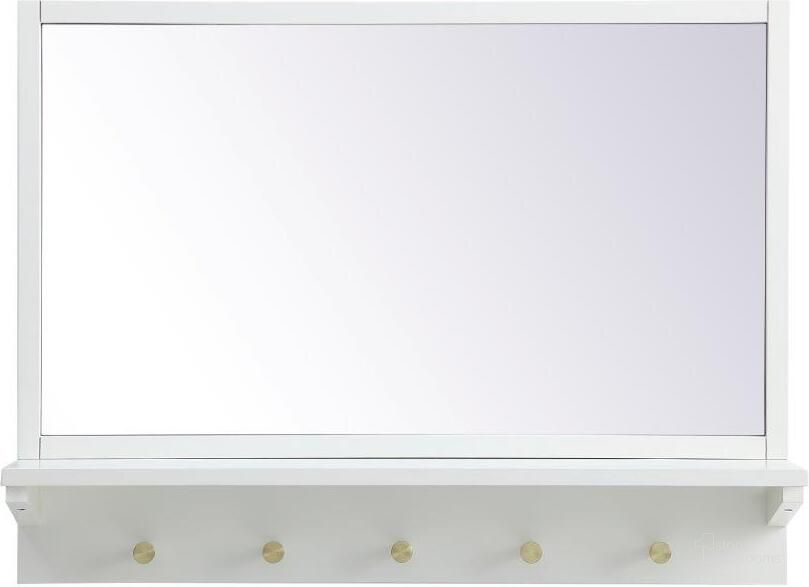 The appearance of Elle White Entryway Mirror With Shelf MR502821WH designed by Elegant Lighting in the country / farmhouse interior design. This white piece of furniture  was selected by 1StopBedrooms from Elle Collection to add a touch of cosiness and style into your home. Sku: MR502821WH. Product Type: Mirror. Material: MDF. Image1