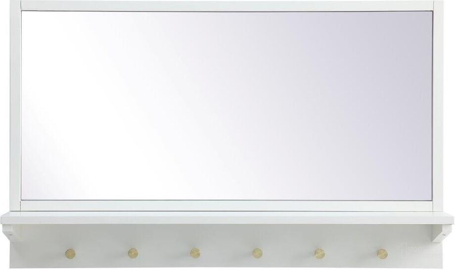 The appearance of Elle White Entryway Mirror With Shelf MR503421WH designed by Elegant Lighting in the country / farmhouse interior design. This white piece of furniture  was selected by 1StopBedrooms from Elle Collection to add a touch of cosiness and style into your home. Sku: MR503421WH. Product Type: Mirror. Material: MDF. Image1