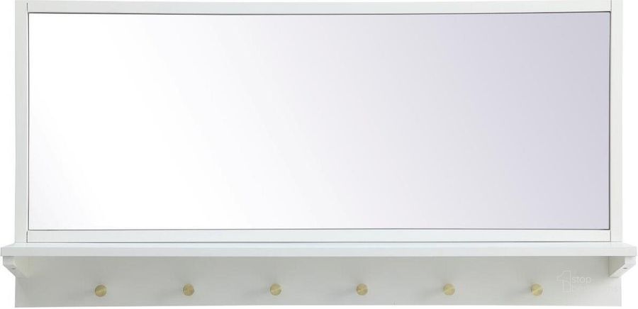 The appearance of Elle White Entryway Mirror With Shelf MR504221WH designed by Elegant Lighting in the country / farmhouse interior design. This white piece of furniture  was selected by 1StopBedrooms from Elle Collection to add a touch of cosiness and style into your home. Sku: MR504221WH. Product Type: Mirror. Material: MDF. Image1