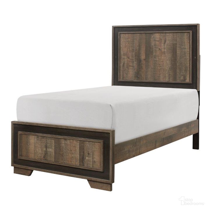 The appearance of Ellendale Rustic Mahogany And Dark Ebony Twin Panel Bed designed by Homelegance in the transitional interior design. This black and brown piece of furniture  was selected by 1StopBedrooms from Ellendale Collection to add a touch of cosiness and style into your home. Sku: 1695T-1;1695T-3. Bed Type: Panel Bed. Material: Wood. Product Type: Panel Bed. Bed Size: Twin. Image1